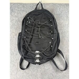 Kappa Backpack Unisex Medium Black Polyester Sport Bungee Logo Y2K Streetwear